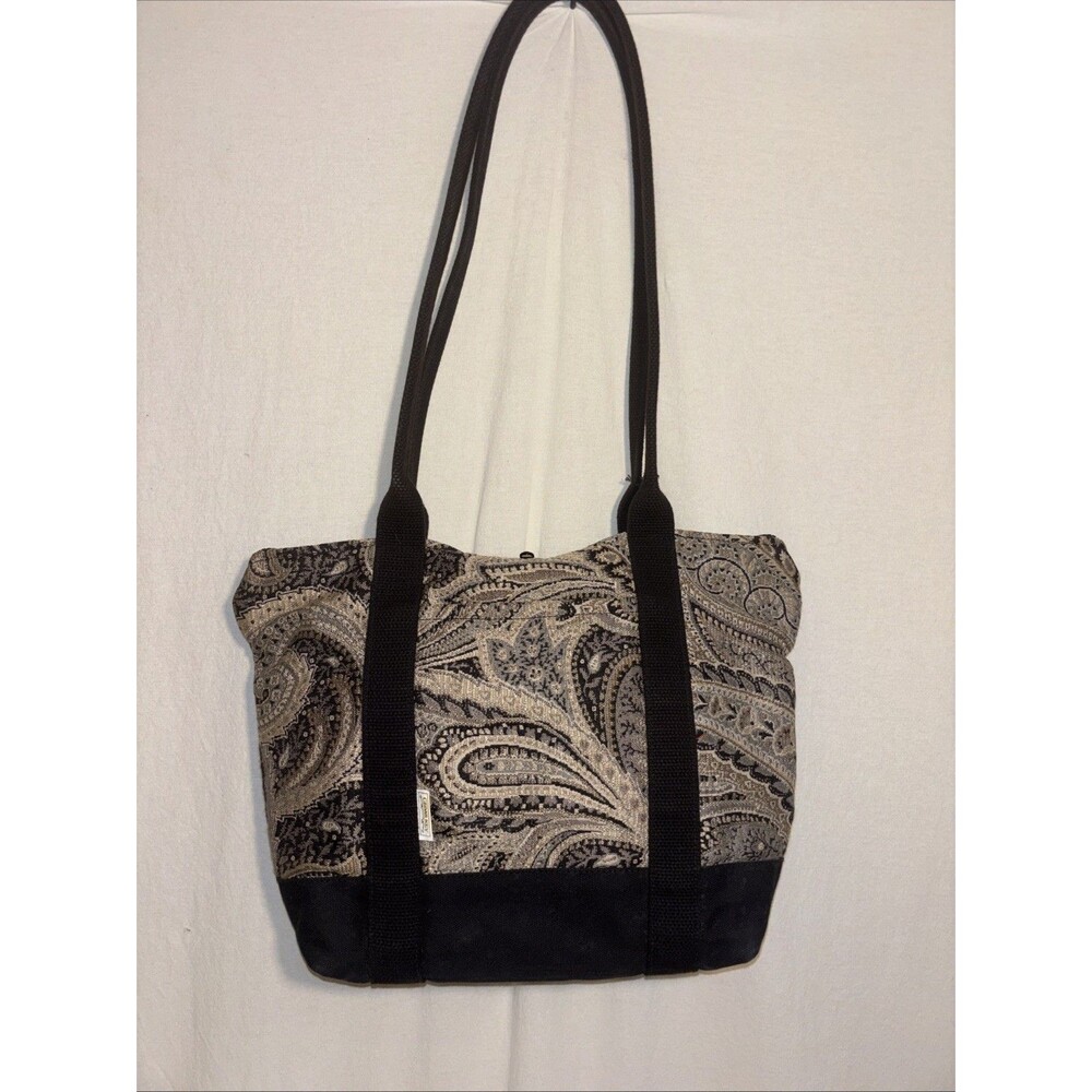 Cedar Key Brand Cloth Tote Black White Paisley